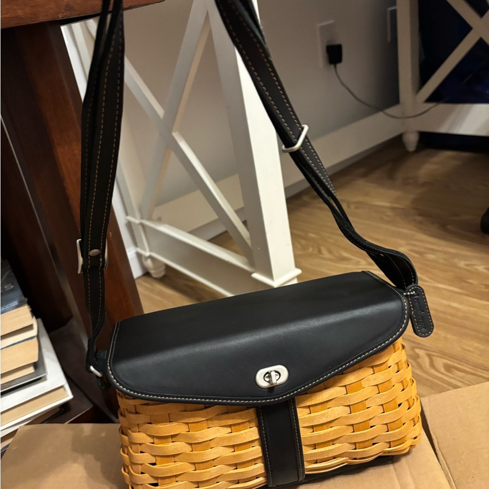 Longaberger signature Black and Tan Woven Shoulder Bag